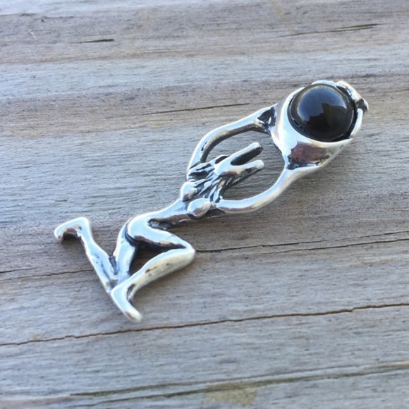 Wolf Moon Pendant .925 Sterling Silver w/ genuine Star Diopside gem Made in USA - Picture 5 of 6